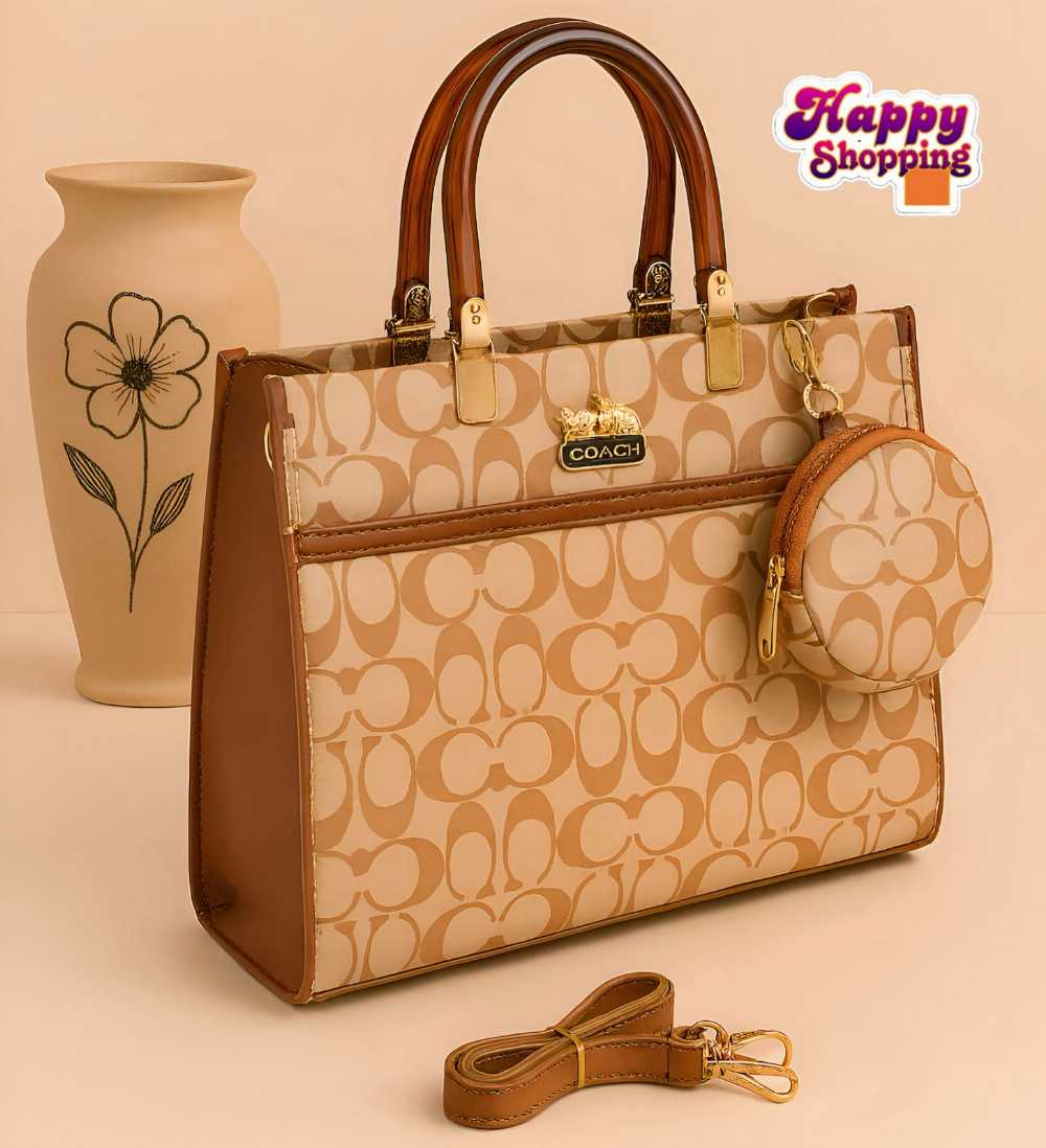 Coach 2Pcs High Quality Bag With Unique Handle For Girls
